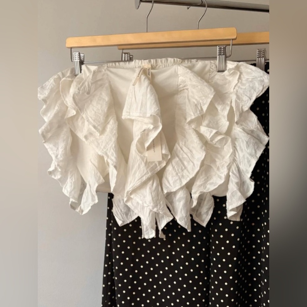 Airy Strapless Ruffled Cotton Anthropologie Crop Top